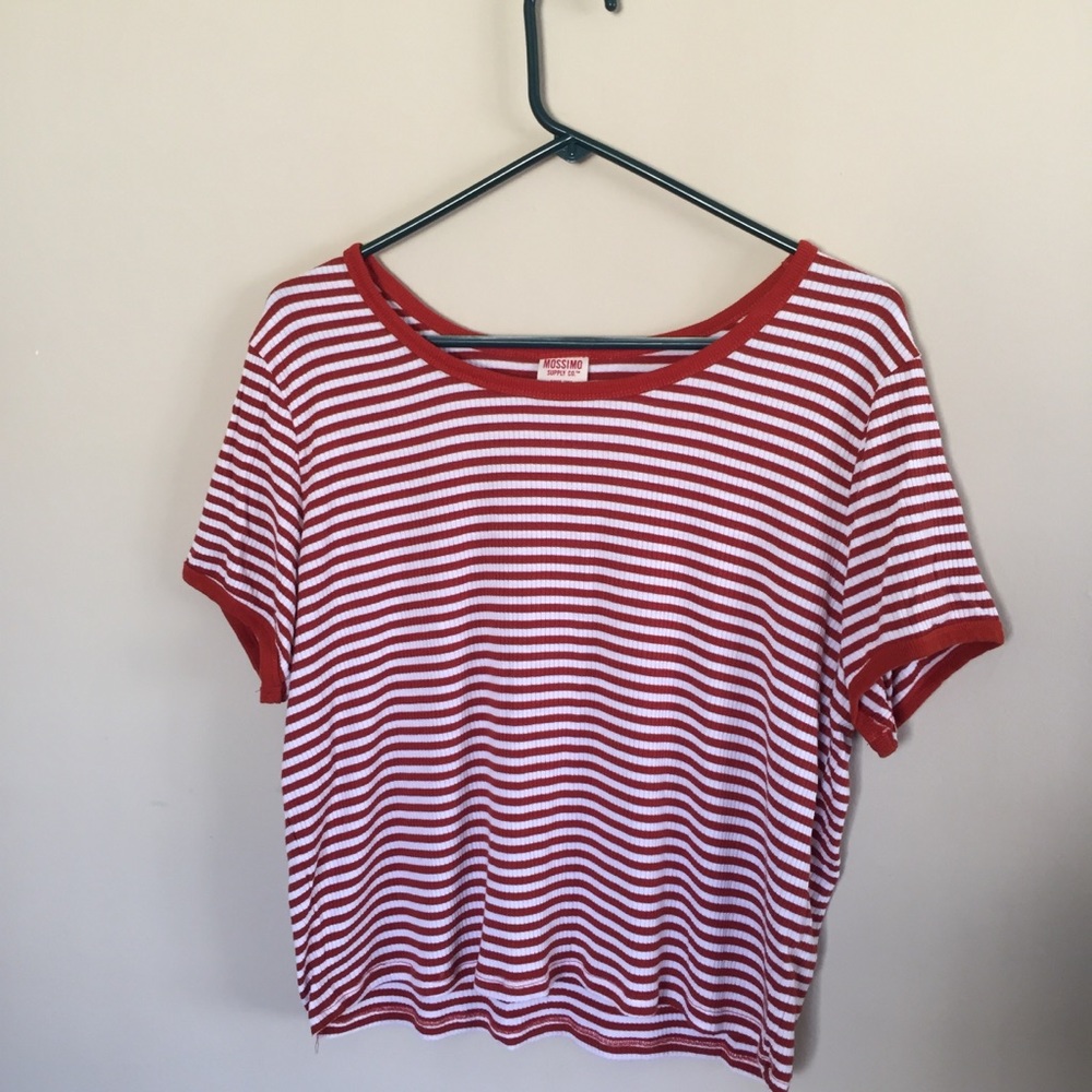 Mossimo Crop Top Orange and White Ribbed XXL